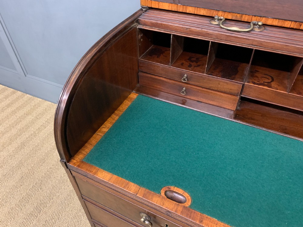 Georgian Mahogany Double Sided Tambour Roll Top Desk View XIII