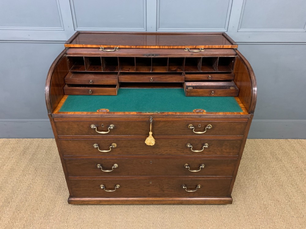 Georgian Mahogany Double Sided Tambour Roll Top Desk View XV