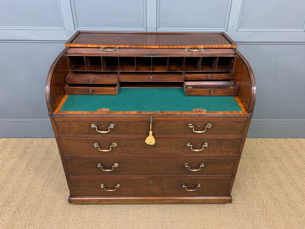 Georgian Mahogany Double Sided Tambour Roll Top Desk View XVI