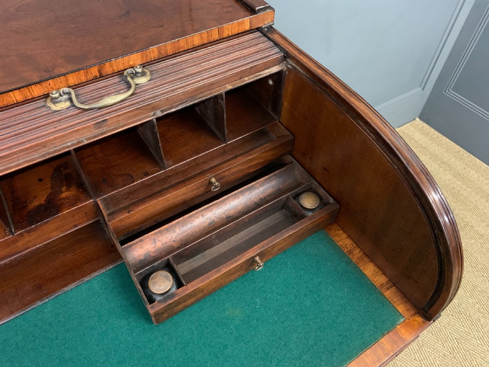 Georgian Mahogany Double Sided Tambour Roll Top Desk View XVII