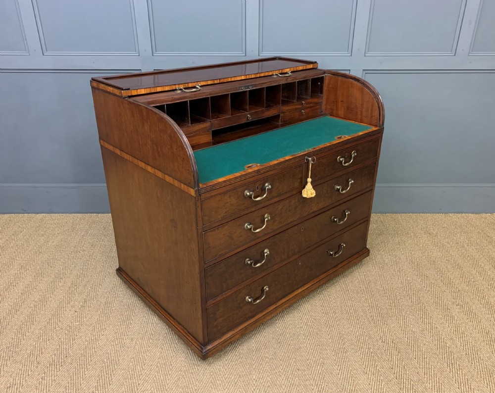 Georgian Mahogany Double Sided Tambour Roll Top Desk View XVIII