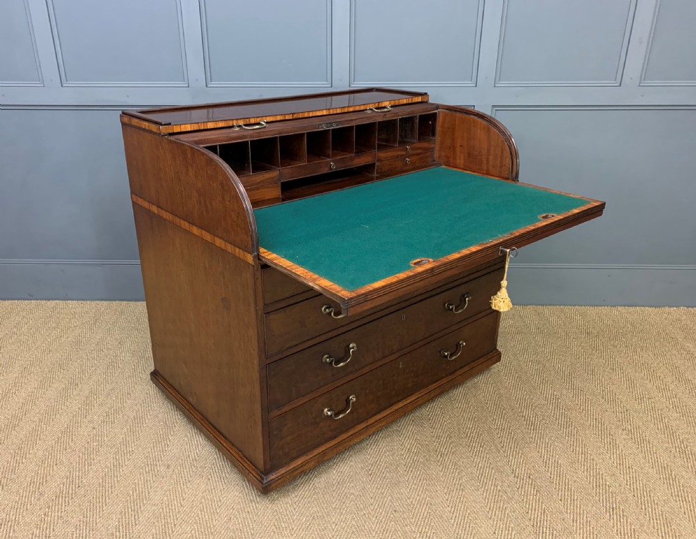 Georgian Mahogany Double Sided Tambour Roll Top Desk View XIX