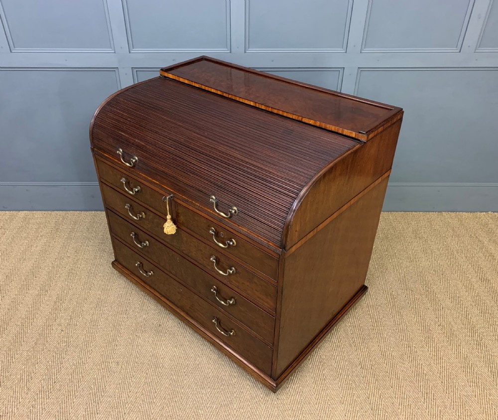 Georgian Mahogany Double Sided Tambour Roll Top Desk View XXII