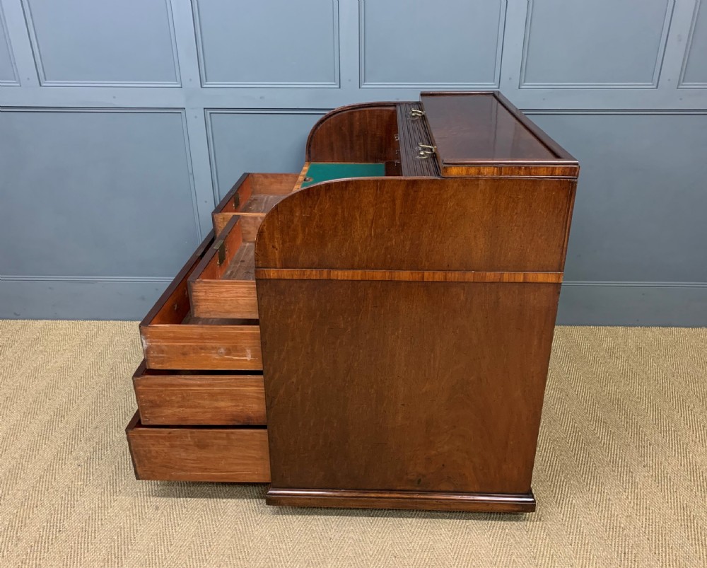 Georgian Mahogany Double Sided Tambour Roll Top Desk View XXIII