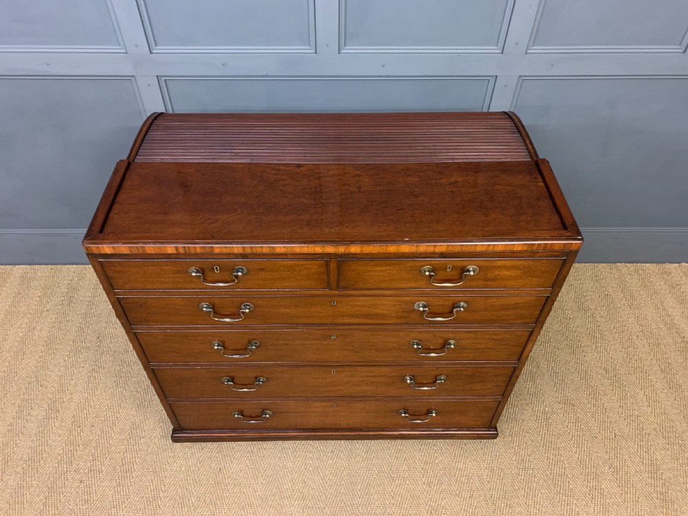 Georgian Mahogany Double Sided Tambour Roll Top Desk View XXVI