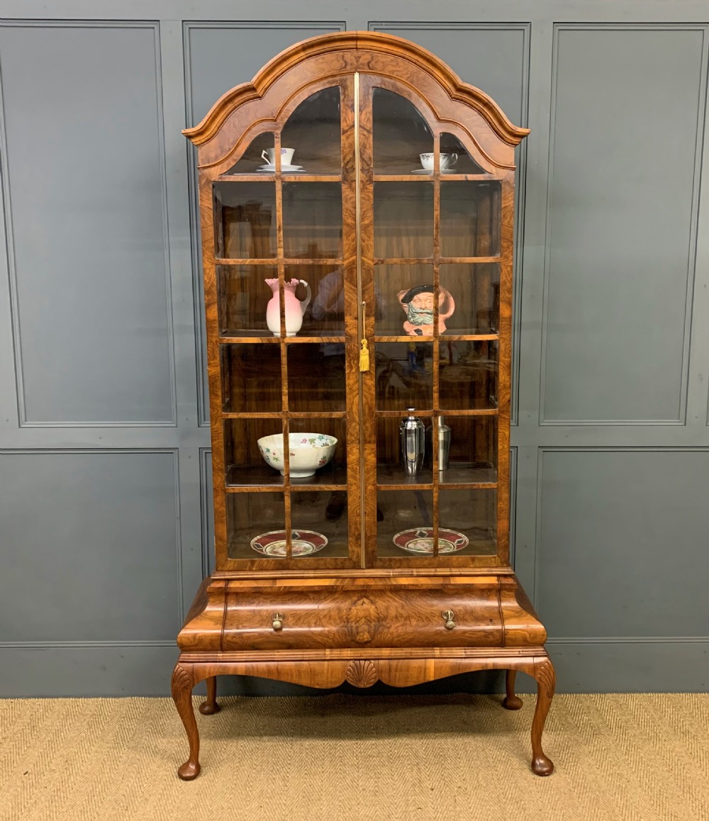 Burr Walnut Dome Topped Display Cabinet View III