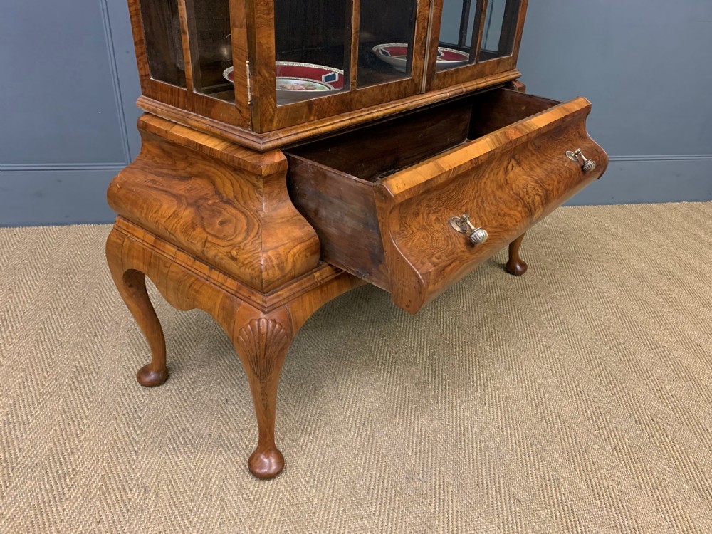 Burr Walnut Dome Topped Display Cabinet View IV