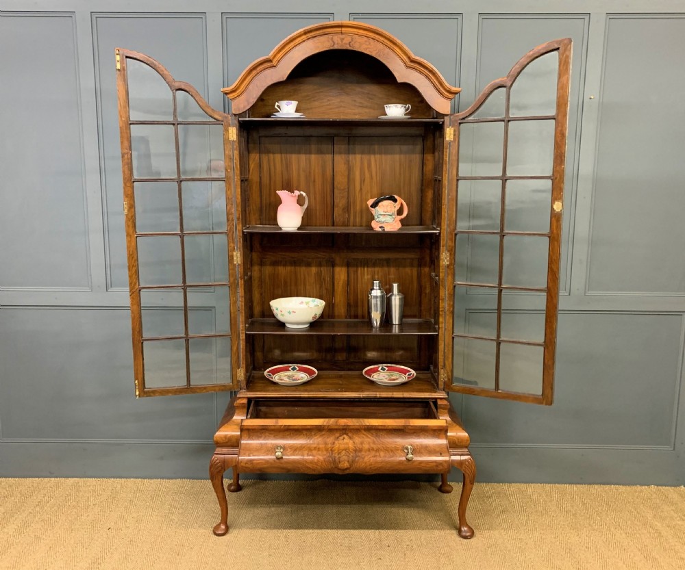 Burr Walnut Dome Topped Display Cabinet View XII