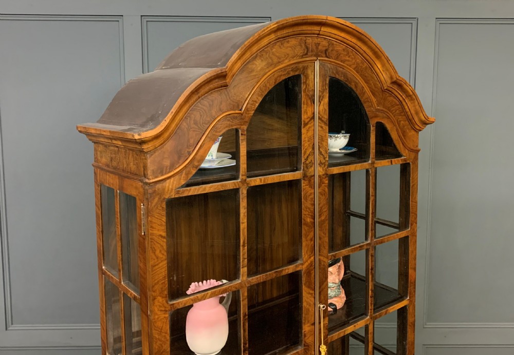 Burr Walnut Dome Topped Display Cabinet View XVIII