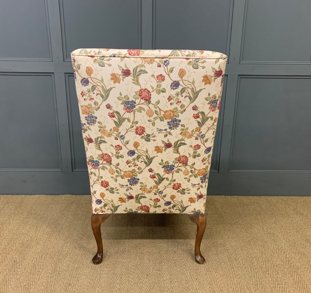 Upholstered Walnut Wing Armchair  View IV