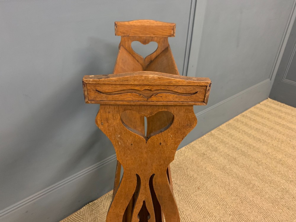 Arts and Crafts Oak Magazine Rack View V