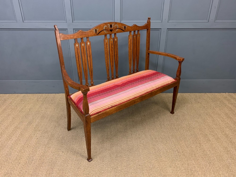 Arts and Crafts Inlaid Bench View III