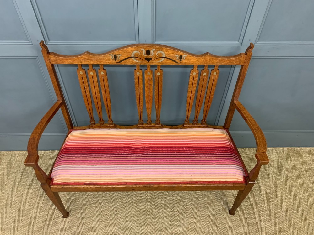 Arts and Crafts Inlaid Bench View XI