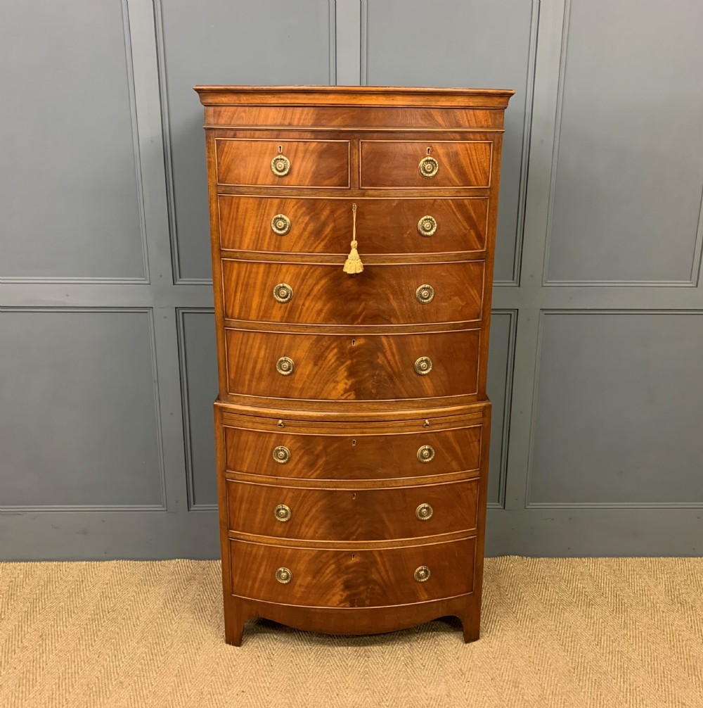 Flame Mahogany Bow Fronted Chest on Chest