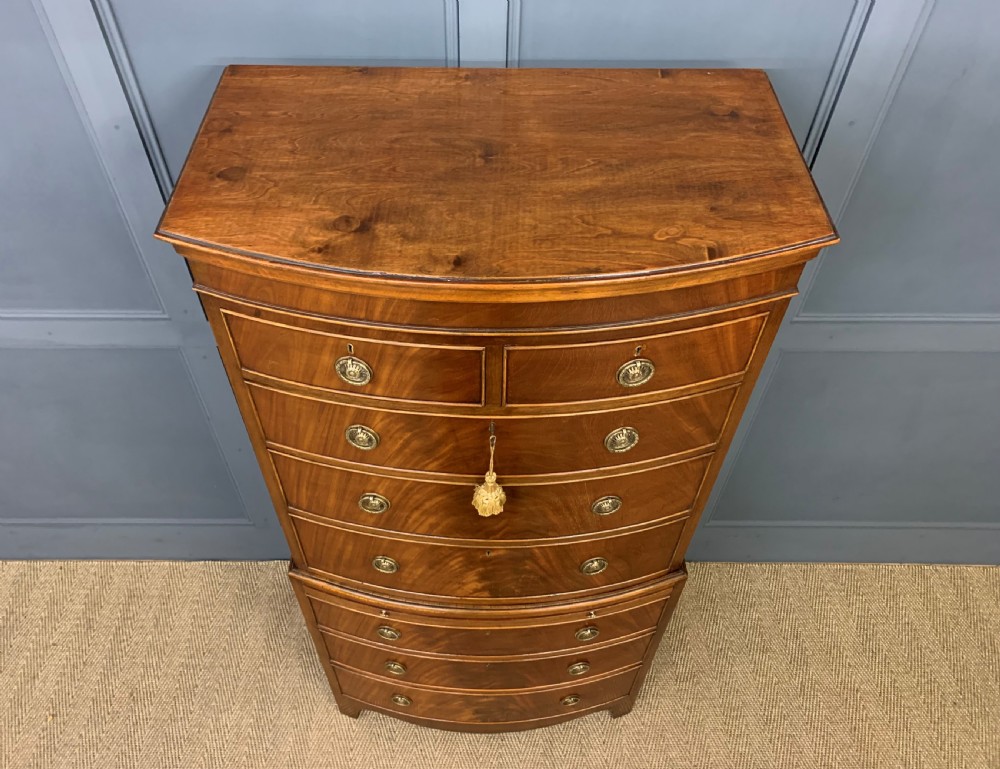 Flame Mahogany Bow Fronted Chest on Chest View II