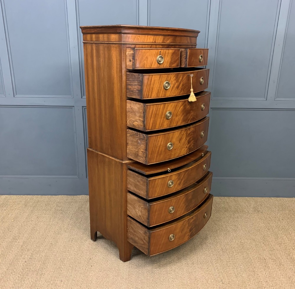 Flame Mahogany Bow Fronted Chest on Chest View IV