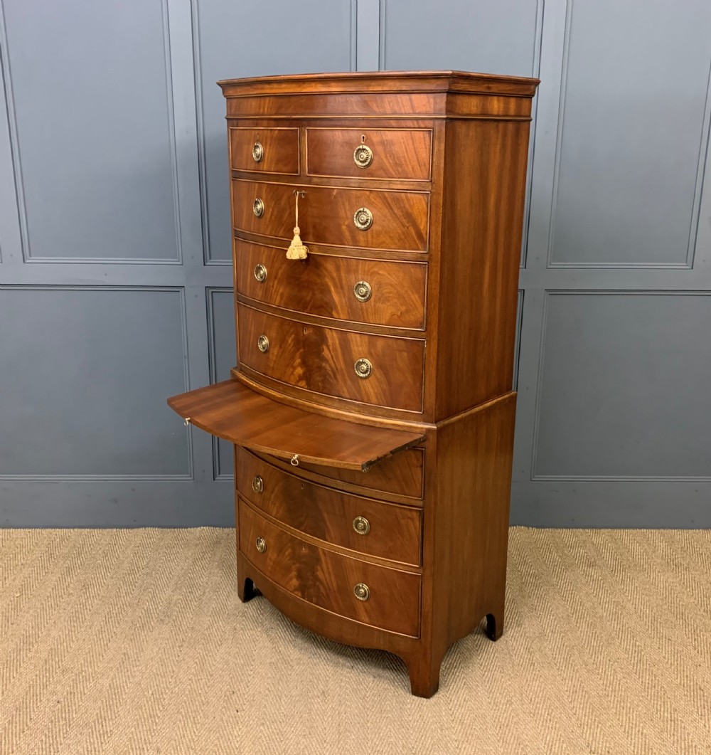 Flame Mahogany Bow Fronted Chest on Chest View V