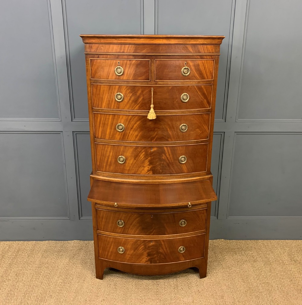 Flame Mahogany Bow Fronted Chest on Chest View X