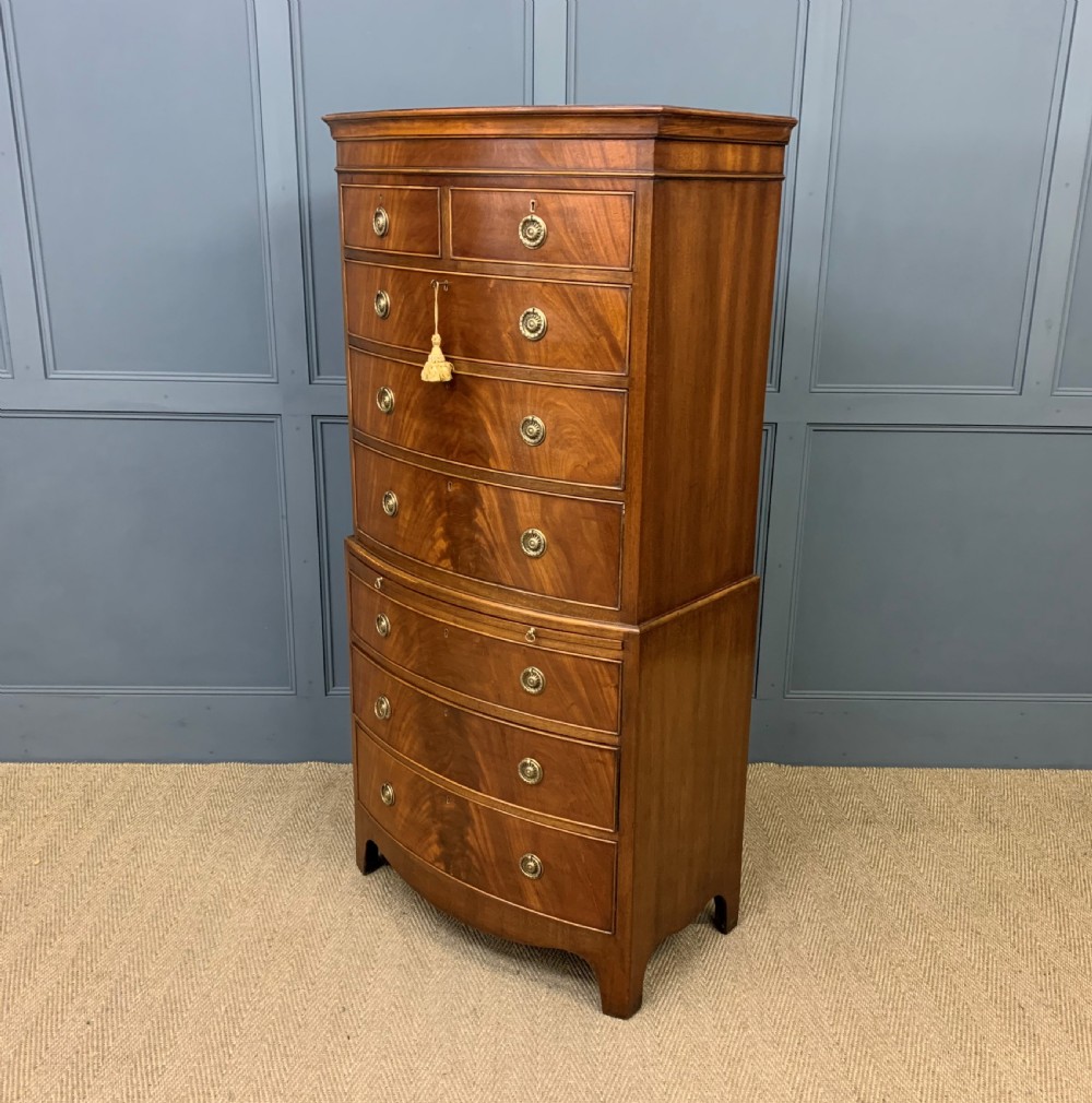 Flame Mahogany Bow Fronted Chest on Chest View XII