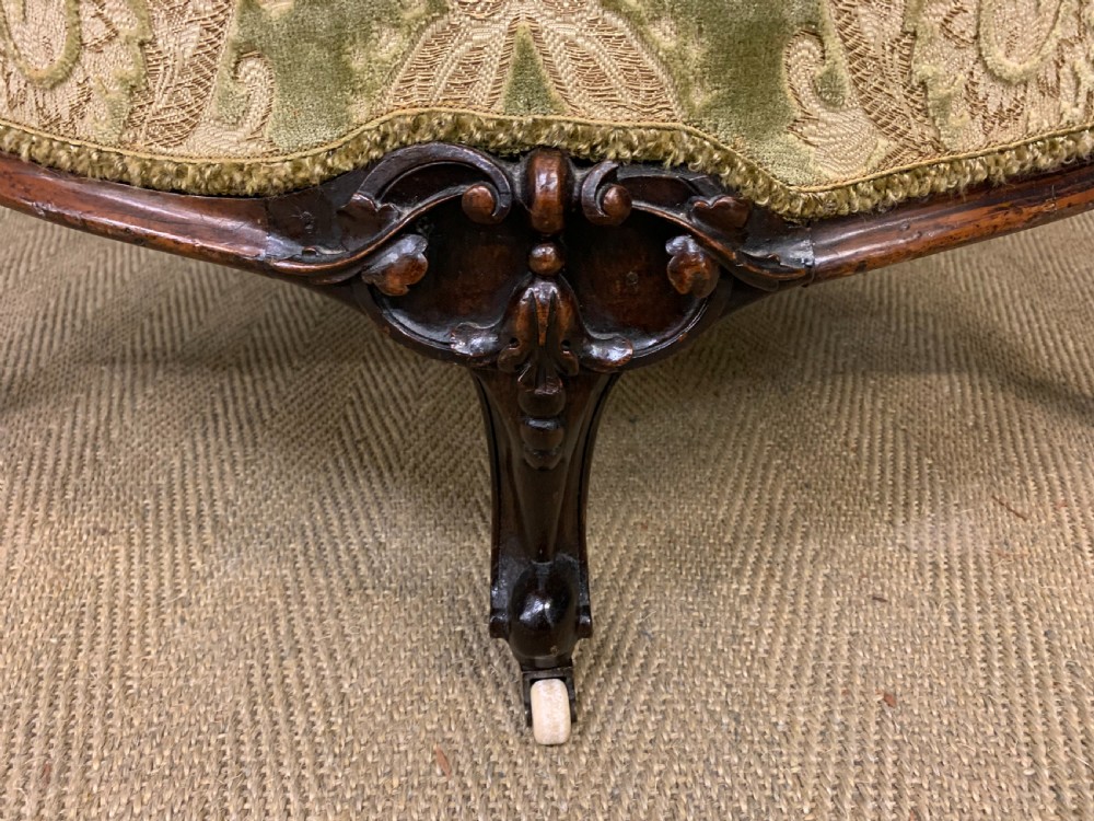 Victorian Ornate Carved Walnut Upholstered Corner Chair View III