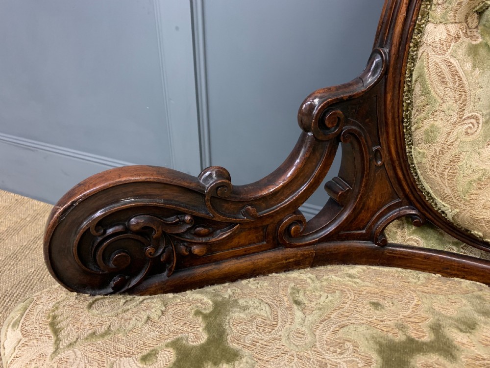 Victorian Ornate Carved Walnut Upholstered Corner Chair View IV