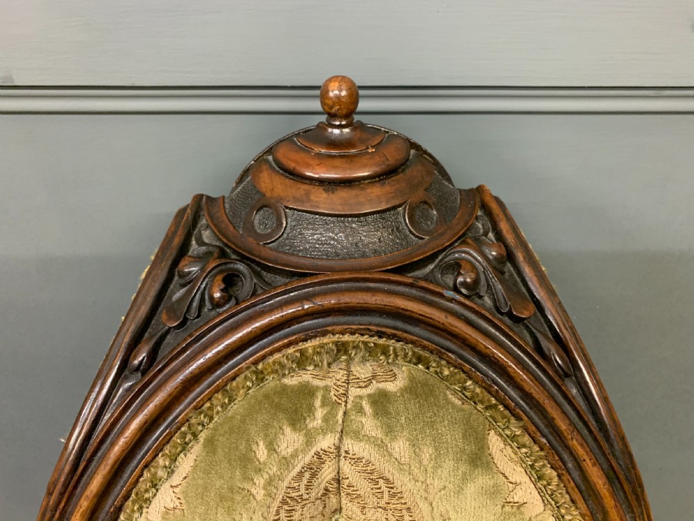Victorian Ornate Carved Walnut Upholstered Corner Chair View V