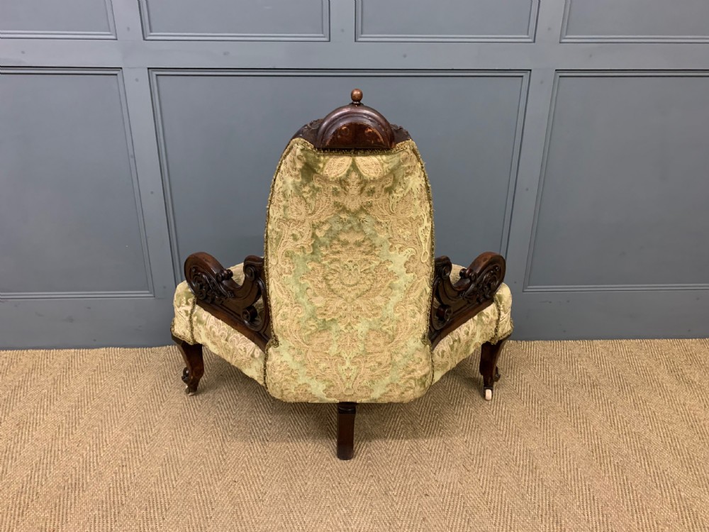 Victorian Ornate Carved Walnut Upholstered Corner Chair View IX