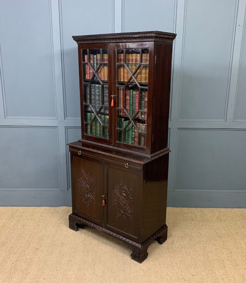 19th Century Carved Mahogany Bookcase