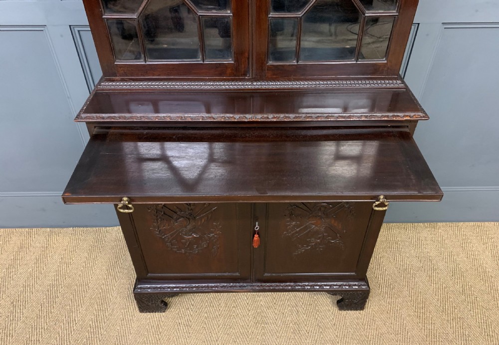 19th Century Carved Mahogany Bookcase View III
