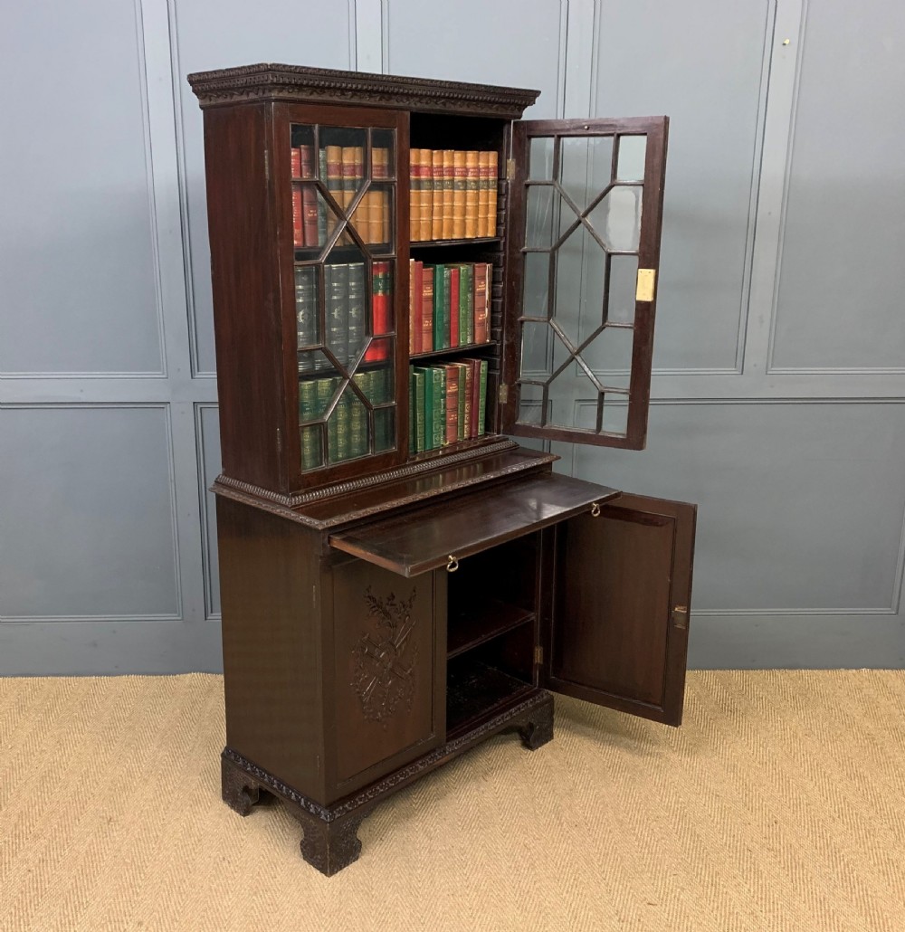 19th Century Carved Mahogany Bookcase View V