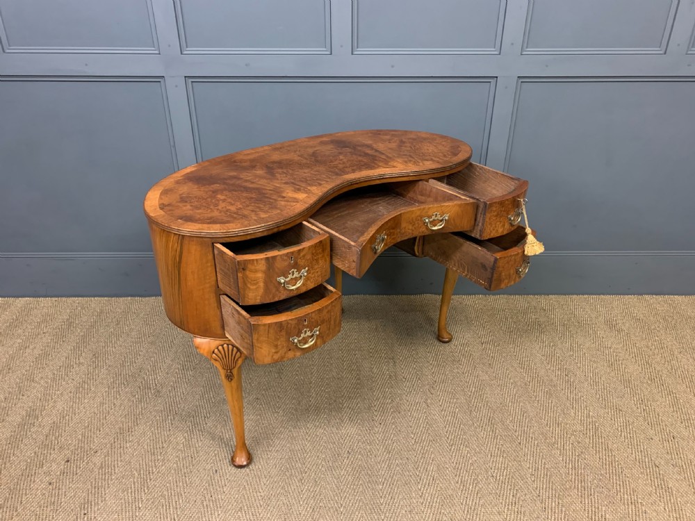Burr Walnut Kidney Shaped Table View IV