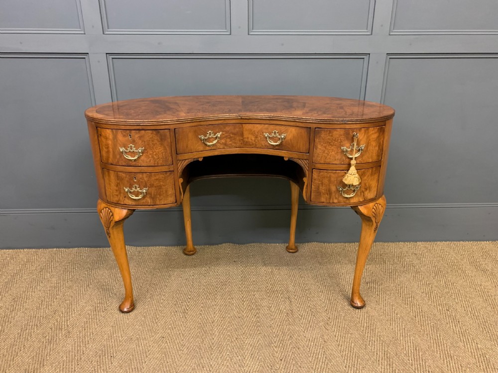 Burr Walnut Kidney Shaped Table View VI
