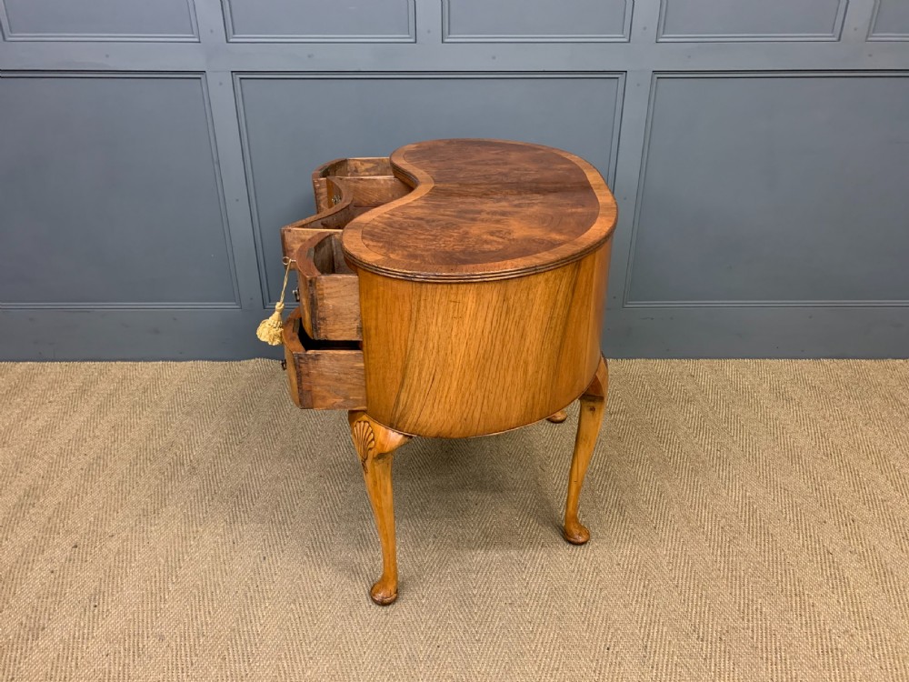 Burr Walnut Kidney Shaped Table View XV