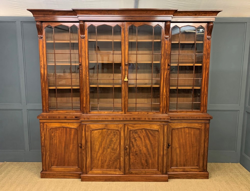 William IV Mahogany Breakfront Library Bookcase View VI