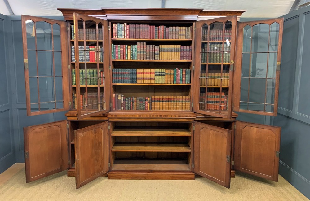 William IV Mahogany Breakfront Library Bookcase View XIII