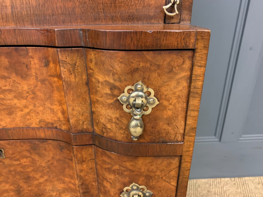 Queen Anne Style Burr Walnut Bureau View VII