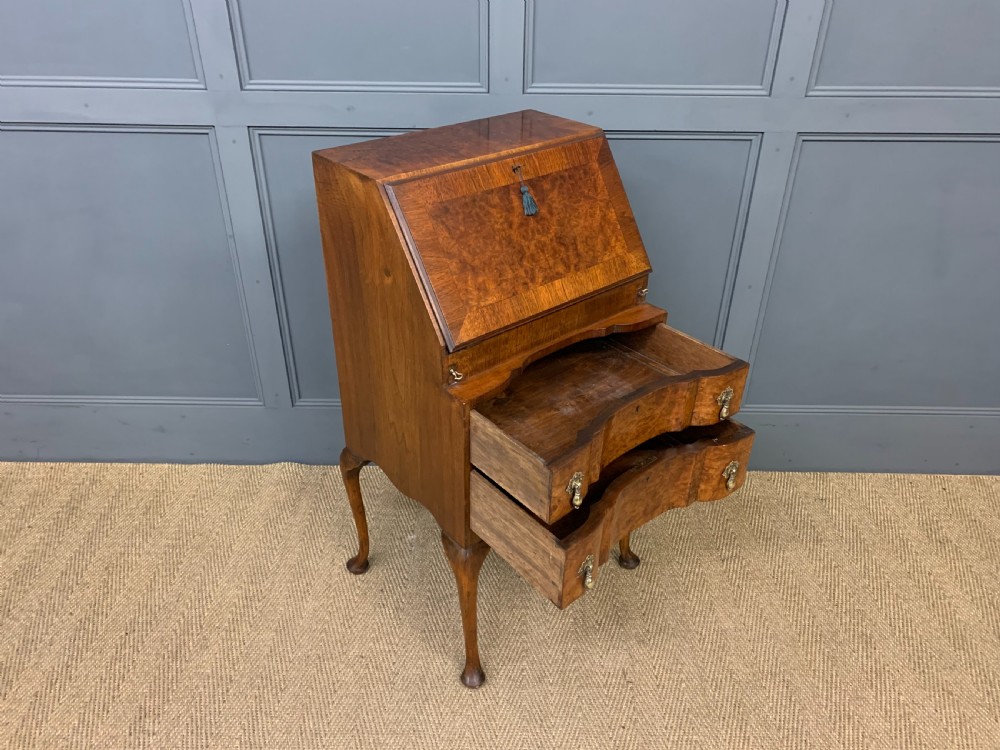 Queen Anne Style Burr Walnut Bureau View IX