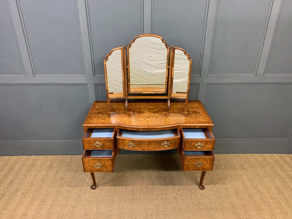 Queen Anne Style Burr Walnut Dressing Table View III
