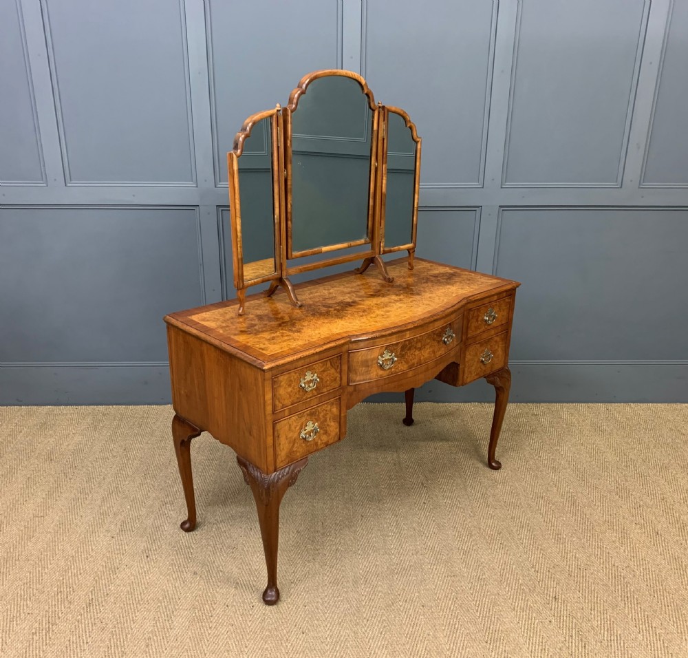 Queen Anne Style Burr Walnut Dressing Table View V