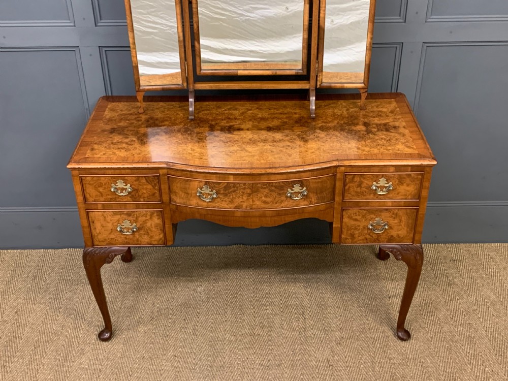 Queen Anne Style Burr Walnut Dressing Table View VII