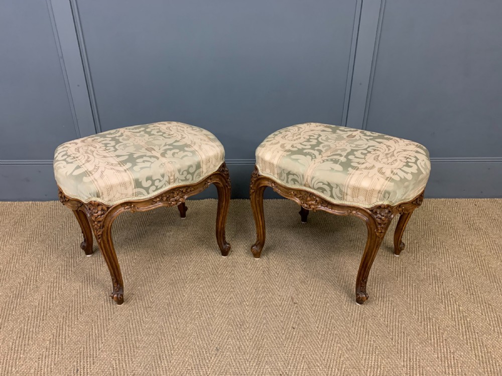 Pair of French Walnut Stools