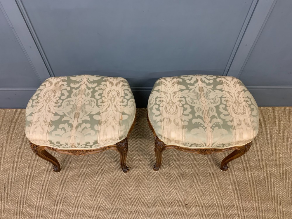 Pair of French Walnut Stools View II