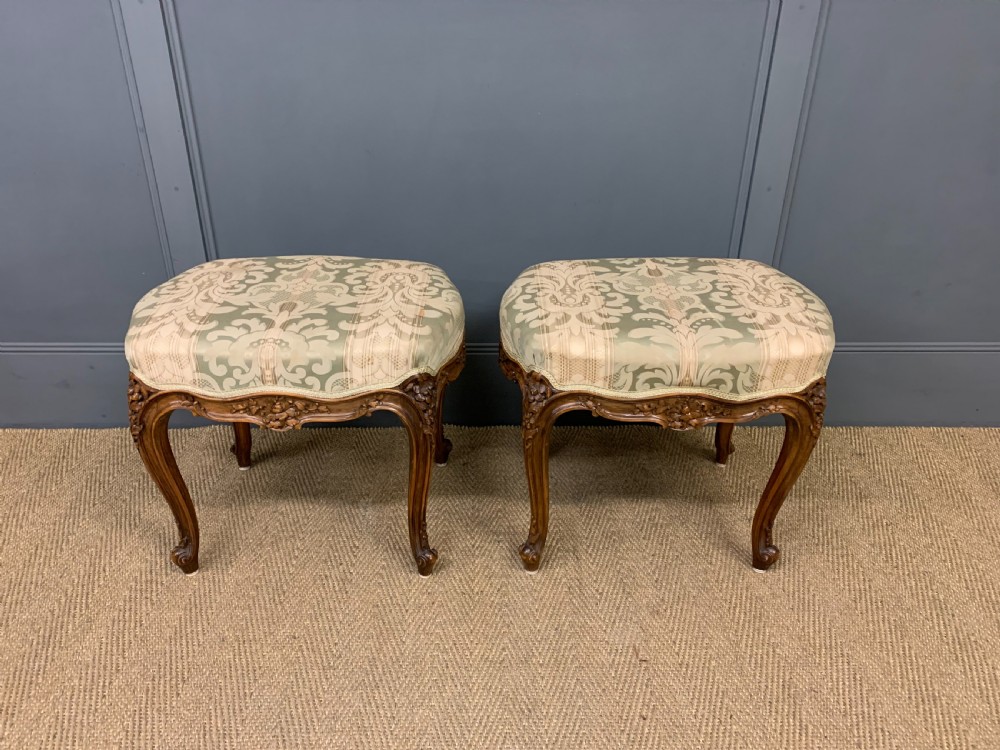 Pair of French Walnut Stools View VII