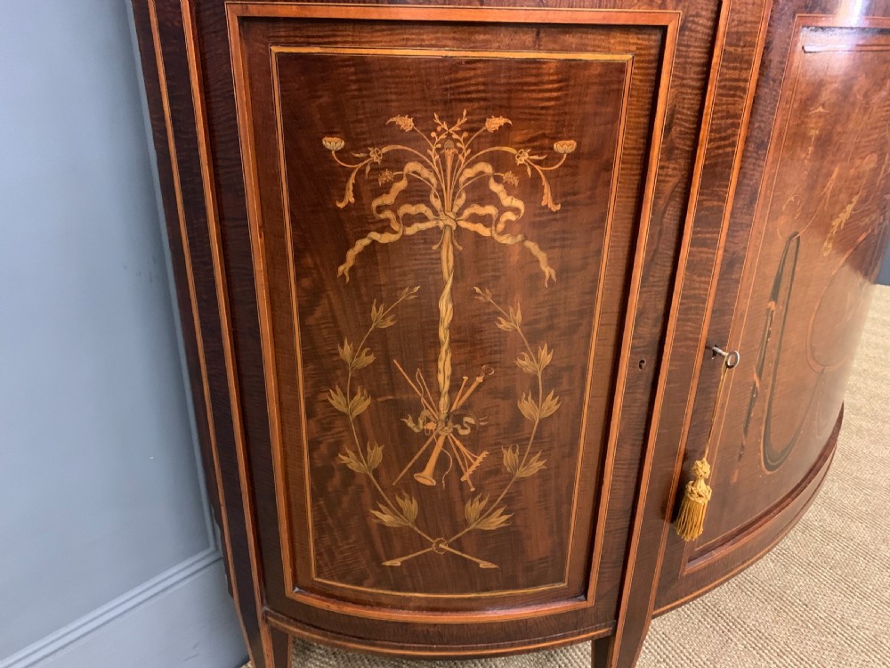 Inlaid Mahogany Demi Lune Commode by Druce and Co. View III