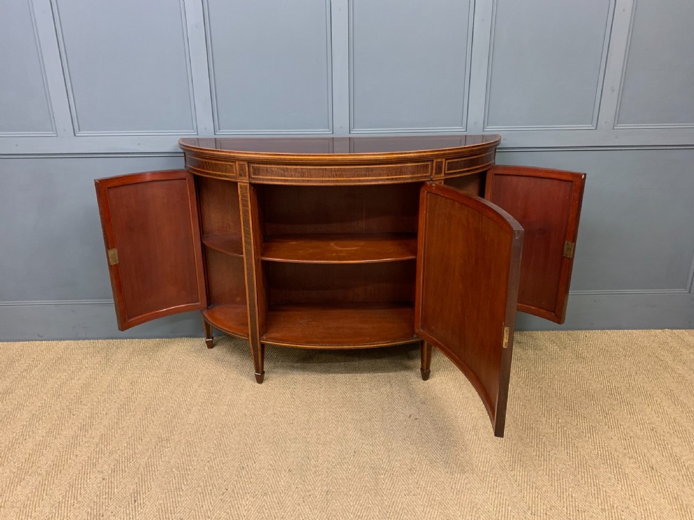 Inlaid Mahogany Demi Lune Commode by Druce and Co. View IV
