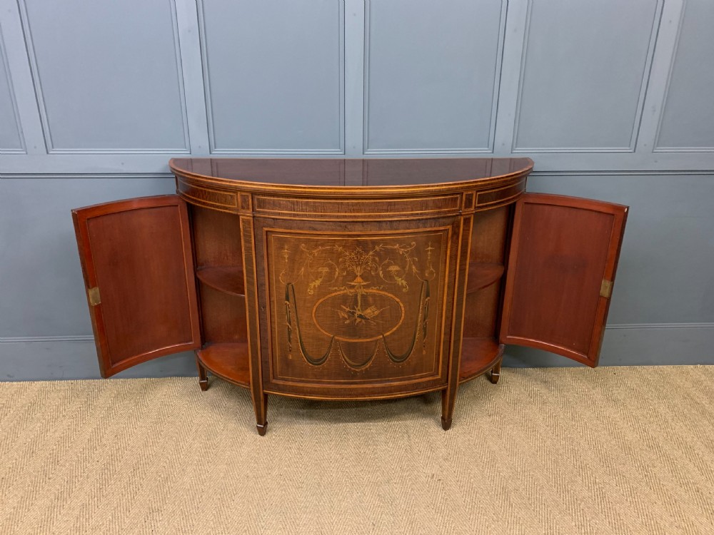Inlaid Mahogany Demi Lune Commode by Druce and Co. View VIII