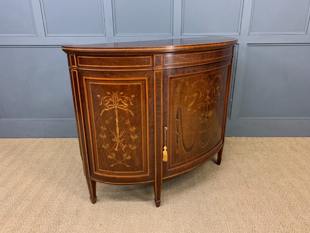 Inlaid Mahogany Demi Lune Commode by Druce and Co. View XI