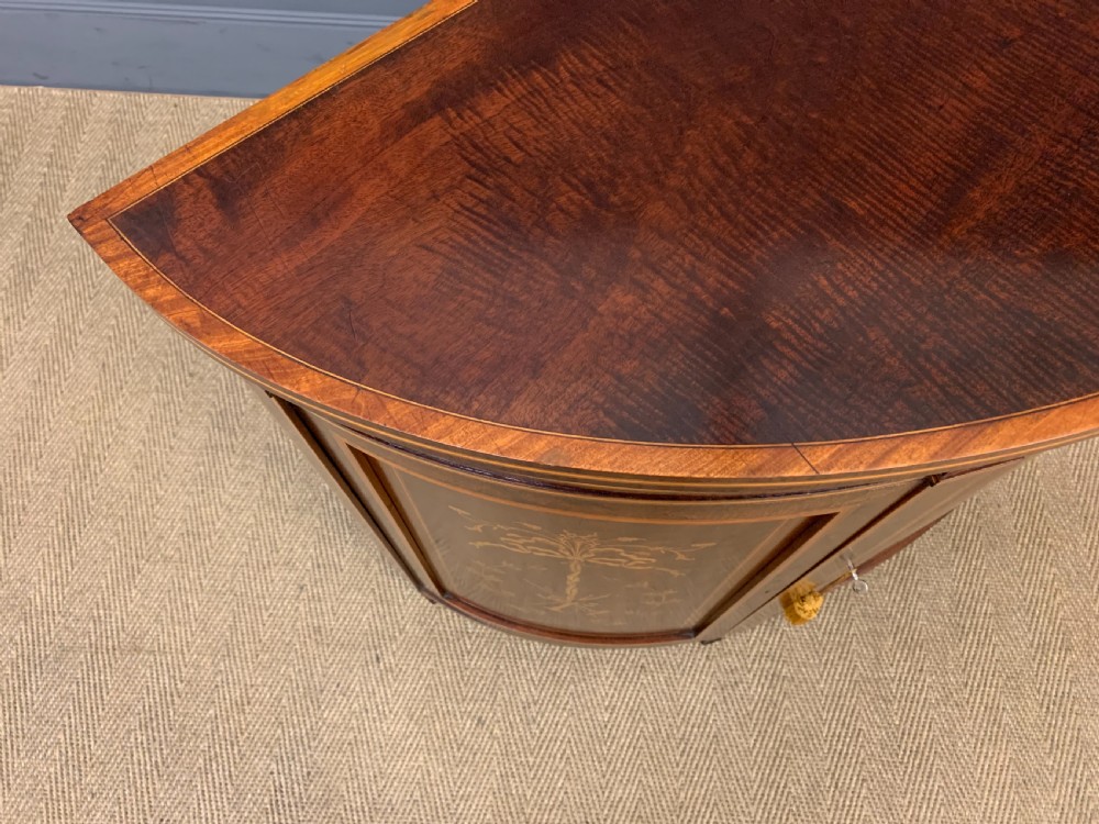 Inlaid Mahogany Demi Lune Commode by Druce and Co. View XII