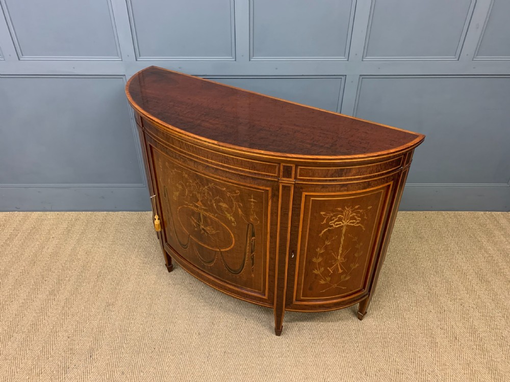 Inlaid Mahogany Demi Lune Commode by Druce and Co. View XIV