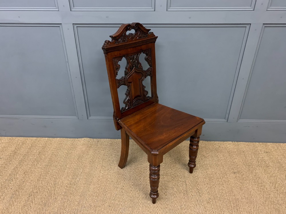 Pair of Victorian Walnut Hall Chairs View XII
